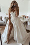 Simple Wedding Dress Sweetheart White Satin Long Prom Dress With Split