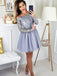 Off-Shoulder Long Sleeves Appliques Tulle Lavender Homecoming Dress