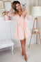 A-line V-neck Lace Long Sleeves Short Homecoming Party Dress