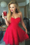 Cute A-line Lace Red Pleats Sweetheart Homecoming Dress