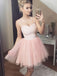 Charming Double Spaghetti Straps Blush Pink Tulle Short Homecoming Dress