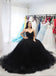 Sweetheart Tulle Ball Gown Black Long Formal Prom Dresses