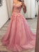 appliqued formal evening dress sweetheart pink tulle long prom dress dtp829