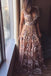 a-line v-neck long prom dresses sleeveless formal dress with appliques dtp838