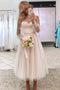 Tea-Length Tulle Prom Dress New Dot A Line Long Sleeves Evening Dress