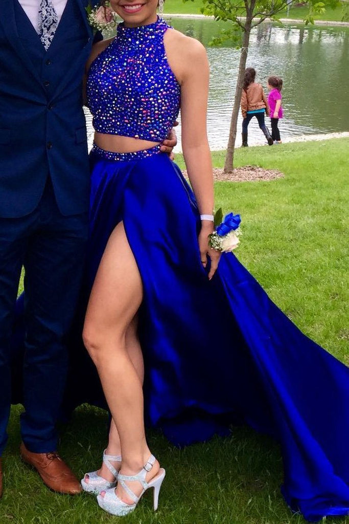 Royal blue two piece homecoming outlet dress