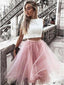 Elegant Tulle Two Piece Bateau Blush Homecoming Dress