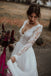 A-line V-neck Lace Chiffon Beach Wedding Dress with Long Sleeves