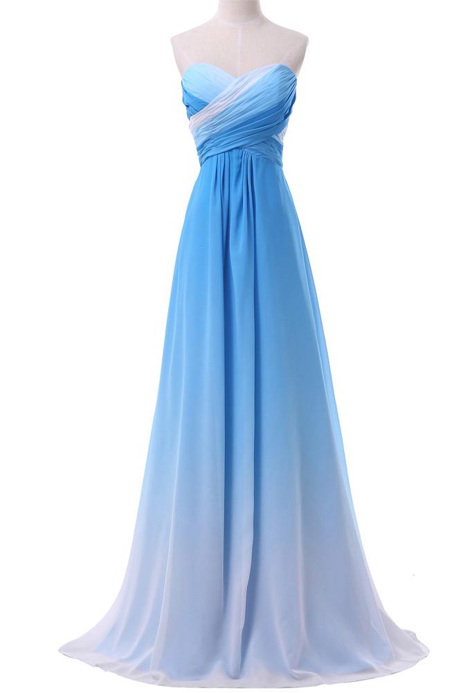 Chiffon Sweetheart Ombre Long Prom Dresses Formal Party Gown