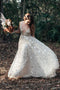 Beach Wedding Dresses V-neck Boho Shiny Star Tulle Bridal Gown