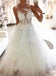 round neckline tulle sleeveless wedding dresses with lace appliques dtw353