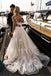 tulle a-line round neckline floral appliques beach wedding bridal dresses dtw294