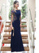 long sleeves navy blue mermaid prom dresses long formal dresses dtp1059