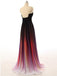 Strapless Notched Ombre Long Prom Dresses Backless Formal Gown With Pleats