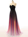 Strapless Notched Ombre Long Prom Dresses Backless Formal Gown With Pleats