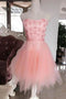 Strapless Sweet 16 Dress With Floral Appliques Homecoming Dress