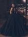 tulle black long formal gown halter black backless prom dresses with pockets dtp882