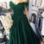 Off Shoulder Dark Green Ball Gown Appliqued Prom Formal Dress