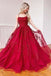 spaghetti-straps tulle burgundy long prom dresses with appliques dtp869