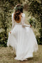 Chiffon Boho Bridal Gown Open Back Wedding Dresses With Lace Long Sleeves