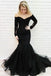 off-the-shoulder lace long sleeves black mermaid prom evening dresses dtp953