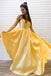 daffodil a-line v-neck satin long prom dresses simple evening dress dtp925