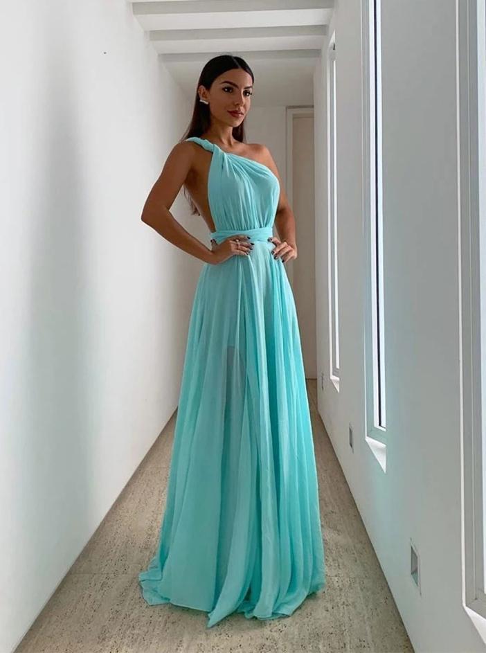 Tiffany Chiffon Long Prom Dresses, Convertible Bridesmaid Dress