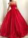 spaghetti-straps square sparkly red tulle ball gown long prom dresses dtp1015