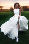 Elegant A-line Bateau Sleeveless Satin Simple Wedding Dress