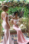 Elegant Off shoulder Mermaid Long Bridesmaid Dresses with Lace Top