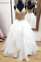 Gold Appliques Bodice V-neck Sleeveless Tulle Wedding Dress