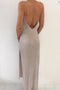 Slinky Slip Ankle Length Bridesmaid Dresses, Low Back Wedding Party Dress