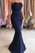 navy long bridesmaid dress sweetheart lace appliques mermaid prom dress dtp256