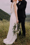 Simple Ivory Sheath Wedding Dress Cowl Back Sleeveless Bridal Gown