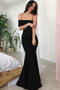 Mermaid Off-Shoulder Black Prom Dress Strapless Evening Dresses