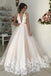 Deep V Neck Backless Wedding Dresses Lace Appliques Bridal Gown