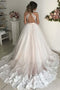 Deep V Neck Backless Wedding Dresses Lace Appliques Bridal Gown