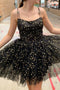 Starry Night Black Homecoming Dress Star Sequin Short Prom Dress