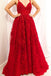 v-neck appliqued sleeveless evening gowns backless red long prom dresses dtp921