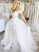 Off Shoulder Lace Appliques Tulle Wedding Dresses A Line Long Bridal Dresses