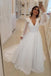 white v neck long sleeve beaded appliques chiffon wedding dresses dtw426