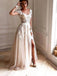 sheer long sleeve lace appliques tulle wedding dresses beach with split dtp423