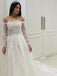 off the shoulder lace appliques long sleeve wedding dresses dtp424