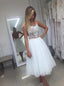 A-line Short Backless Wedding Dresses Lace Applique Short Bridal Gown