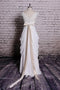 Princess V Neck Cap Sleeve Lace Chiffon Wedding Dresses With Ribbons