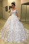 Princess Lace Appliques Ball Gown Long Sleeves Wedding Dresses