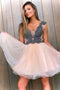 Cute Homecoming Dress A-line V-neck Short Prom Dress With Beading