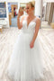 White Simple Plus Size Wedding Dress, A-line Floor Length Bridal Gown