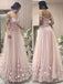 Off-The-Shoulder Pearl Pink Tulle Prom Dress With Appliques Beading