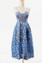 Spaghetti-straps Lace Short Prom Dress, Lace Blue Homecoming Dresses